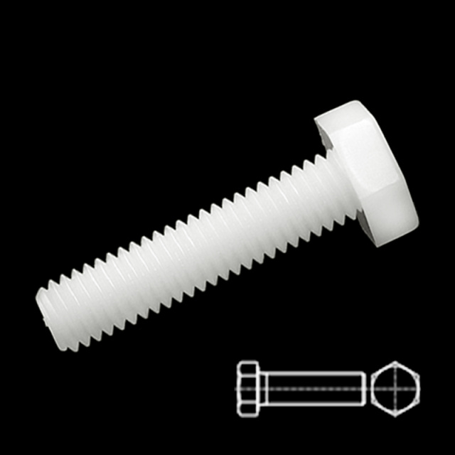 DIN 933 Hex Head Bolt Full Thread M14x20 PA66 Nylon