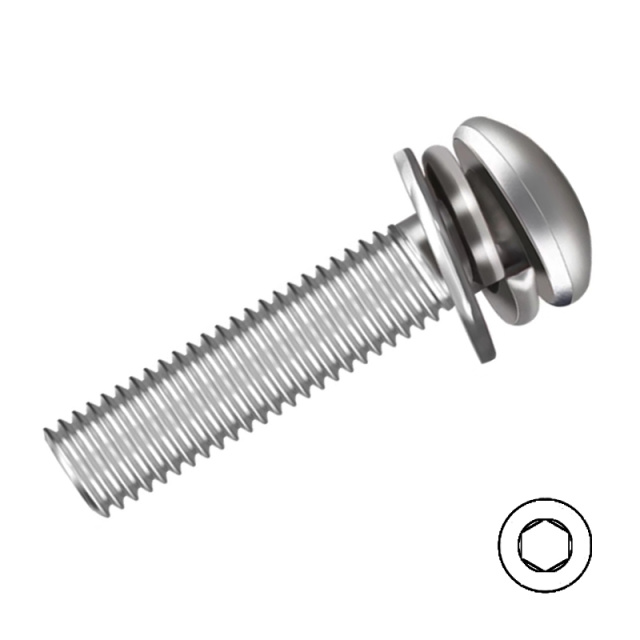 Button Head Socket Screw with Washers M2.5x10 304 Stainless Steel