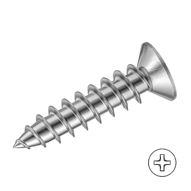 Cross Recess Countersunk Self-Tapping Screw (Cross Tip) M8x80 304 Stainless Steel