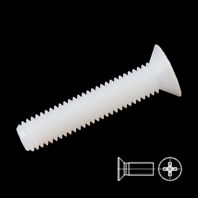 GB 819 Cross Recess Countersunk Screw Full Thread M6x8 PA66 Nylon