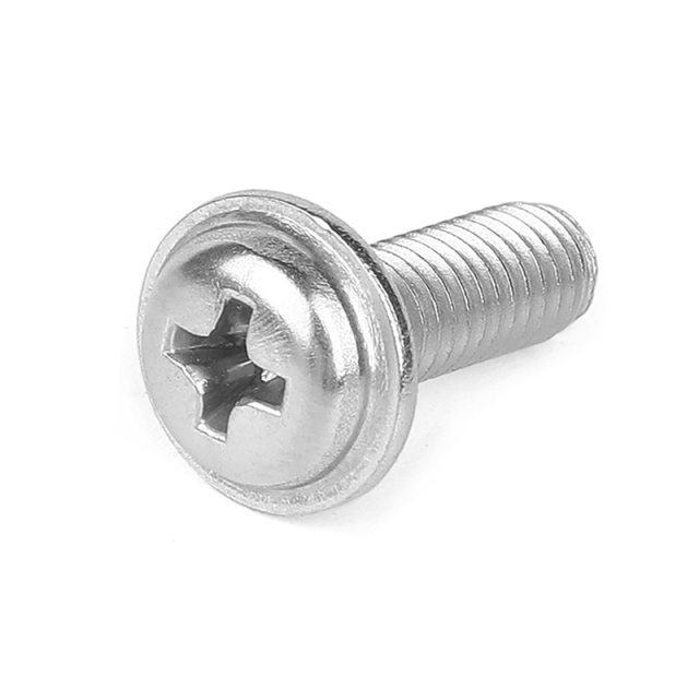 DIN 967 Cross Recess Pan Head Screw with Washer Full Thread M4x10 304 Stainless Steel