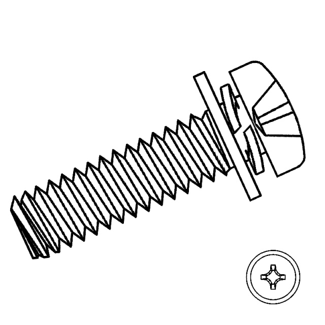 GB 9074.8 Cross Recess Pan Head Screw with Spring & Plain Washer Assembly M3x6 316 Stainless Steel