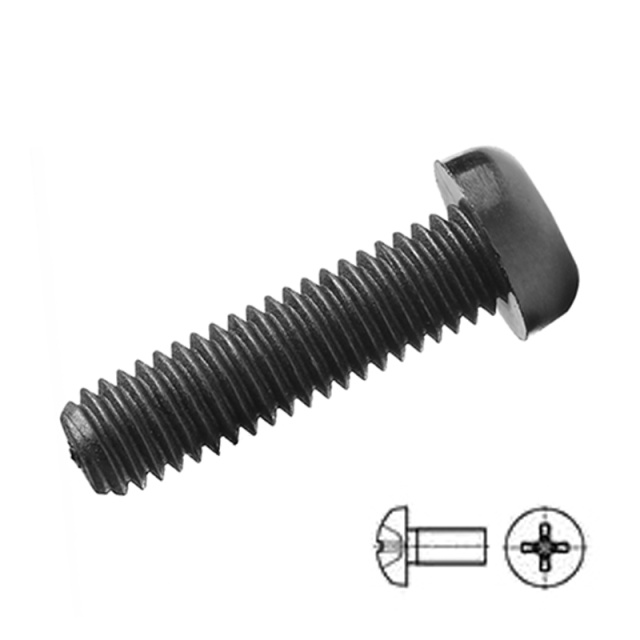 GB 818 Cross Recess Pan Head Screw Full Thread M2.5x4 PA66 Nylon