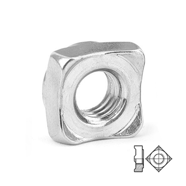 Square Weld Nut M4 316 Stainless Steel
