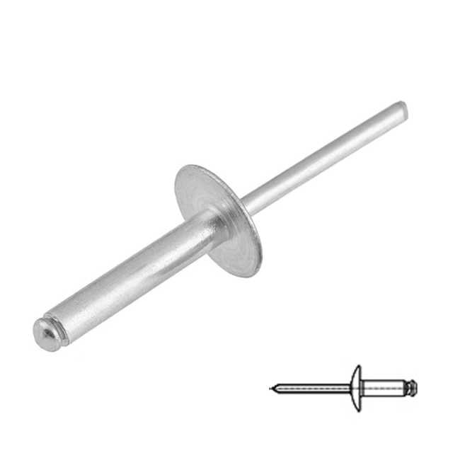 Open End Large Flange Blind Rivet M5.0x35 5052/7A03 Aluminium