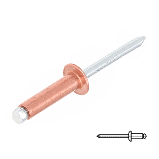 GB 12618 Open End Dome Head Blind Rivet M2.4x4 Copper / Iron