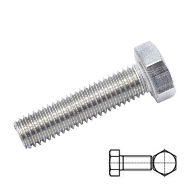 DIN 933 Hex Head Bolt Full Thread M14x75 304 Stainless Steel