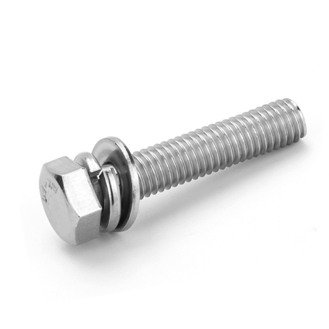 GB 9074.17 Trimmed Hex Head Screw with Washers M4x10 304 Stainless Steel