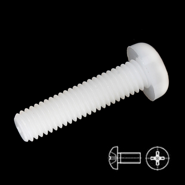 GB 818 Cross Recess Pan Head Screw Full Thread M2.5x4 PA66 Nylon