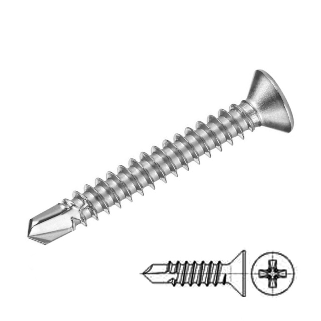 Countersunk Self-Drilling Screw M4.8x75 410 Stainless Steel