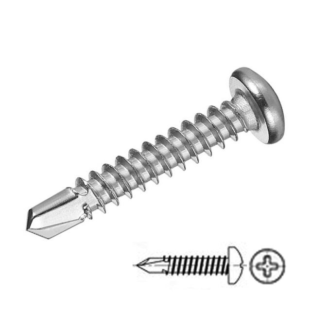 Pan Head Self-Drilling Screw M4.8x75 410 Stainless Steel