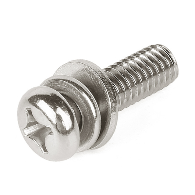 GB 9074.8 Cross Recess Pan Head Screw with Spring & Plain Washer Assembly M2x4 1008 Carbon Steel
