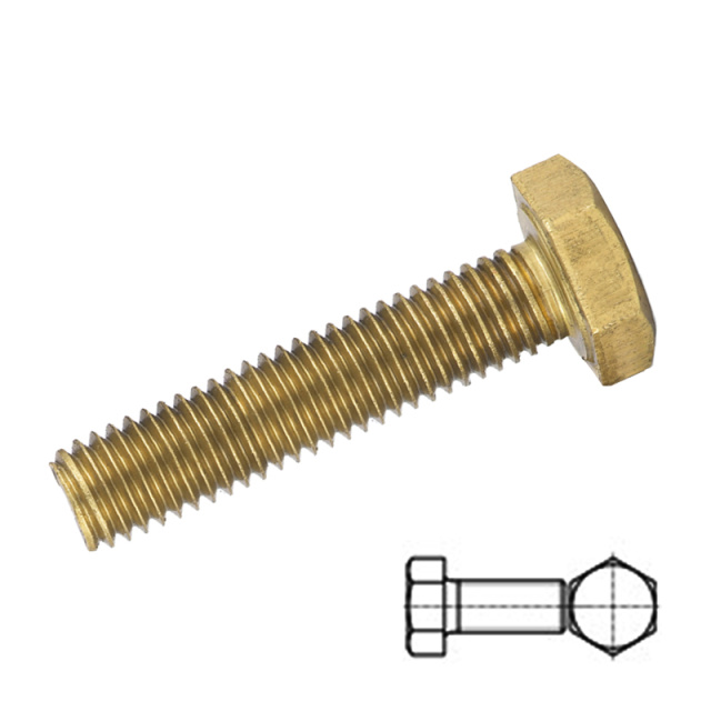 GB 5783 Hex Head Bolt Full Thread M10x55 H62 Brass