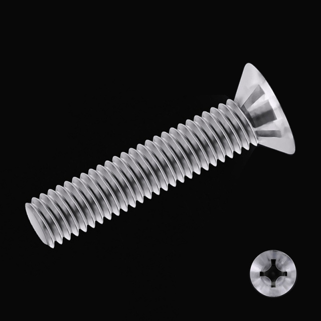 GB 819 Cross Recess Countersunk Screw Full Thread M4x8 PC (Clear)